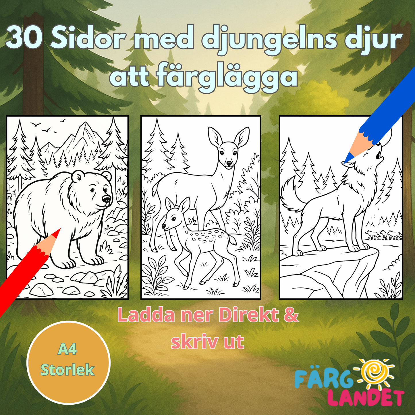 Mitt Skogsäventyr | Digital målarbok med fakta