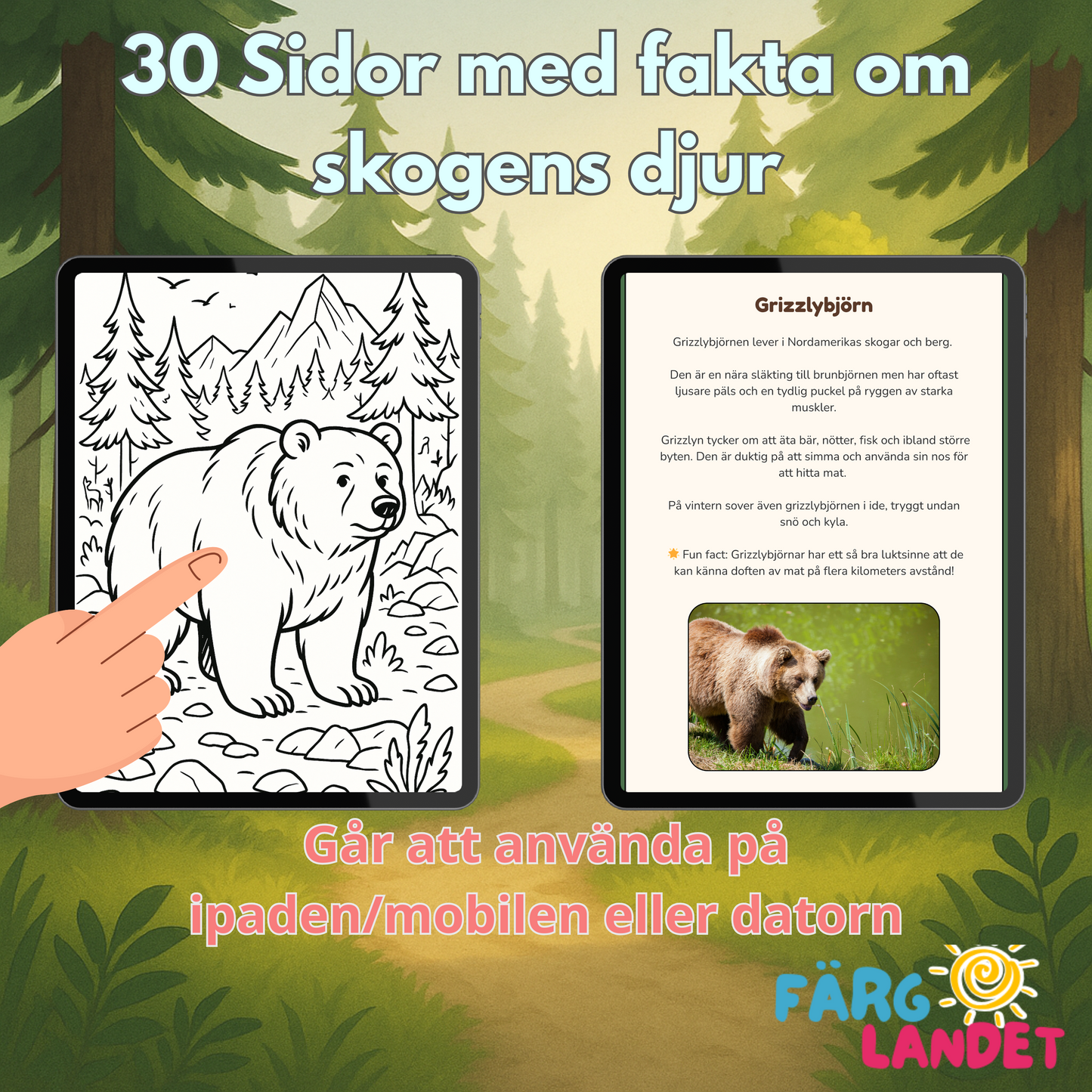 Mitt Skogsäventyr | Digital målarbok med fakta