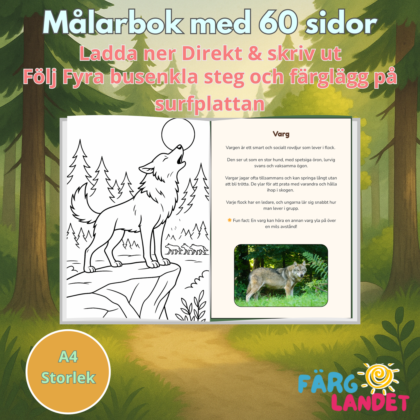 Mitt Skogsäventyr | Digital målarbok med fakta