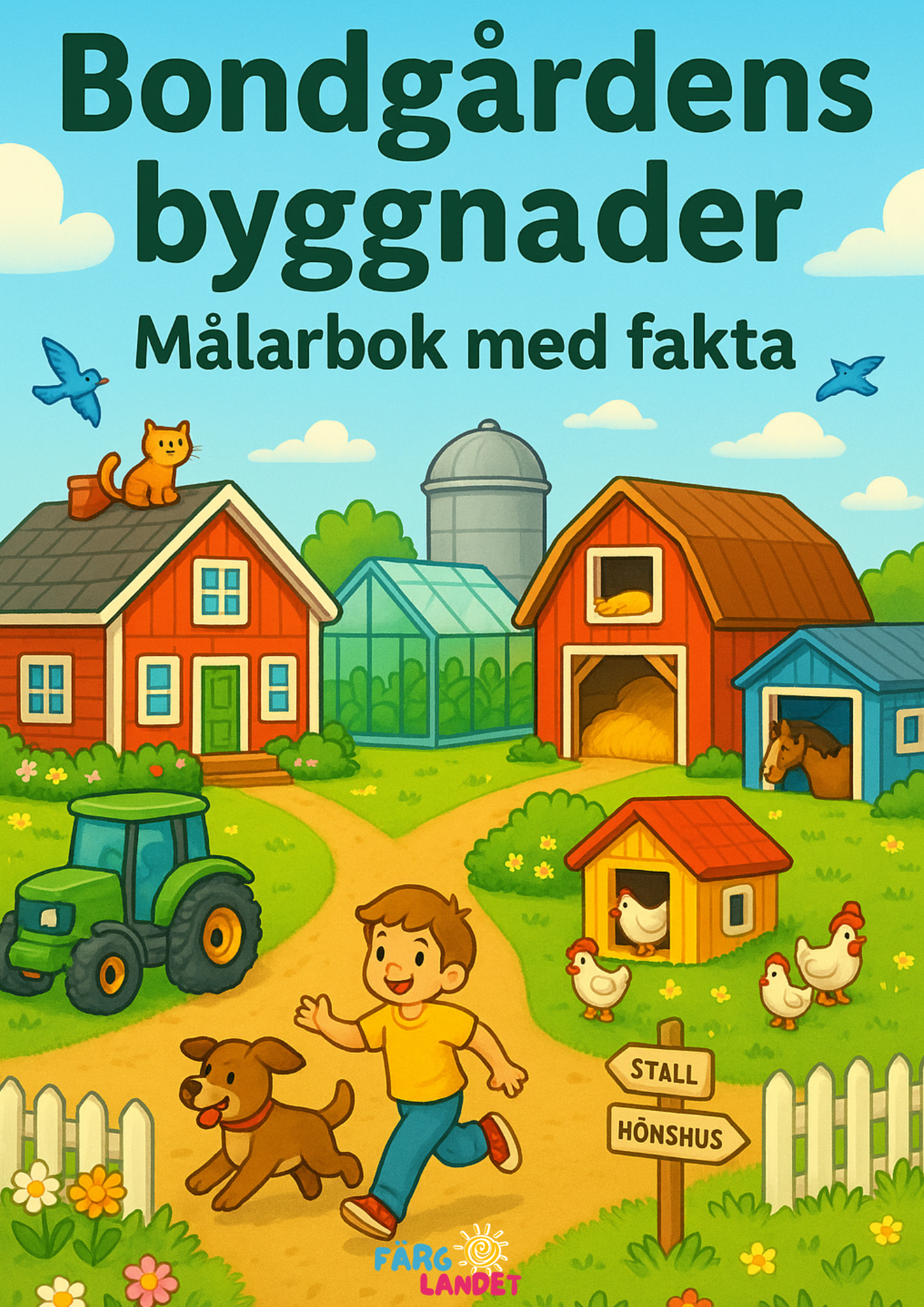 Bondgårdens byggnader | Digital målarbok med fakta