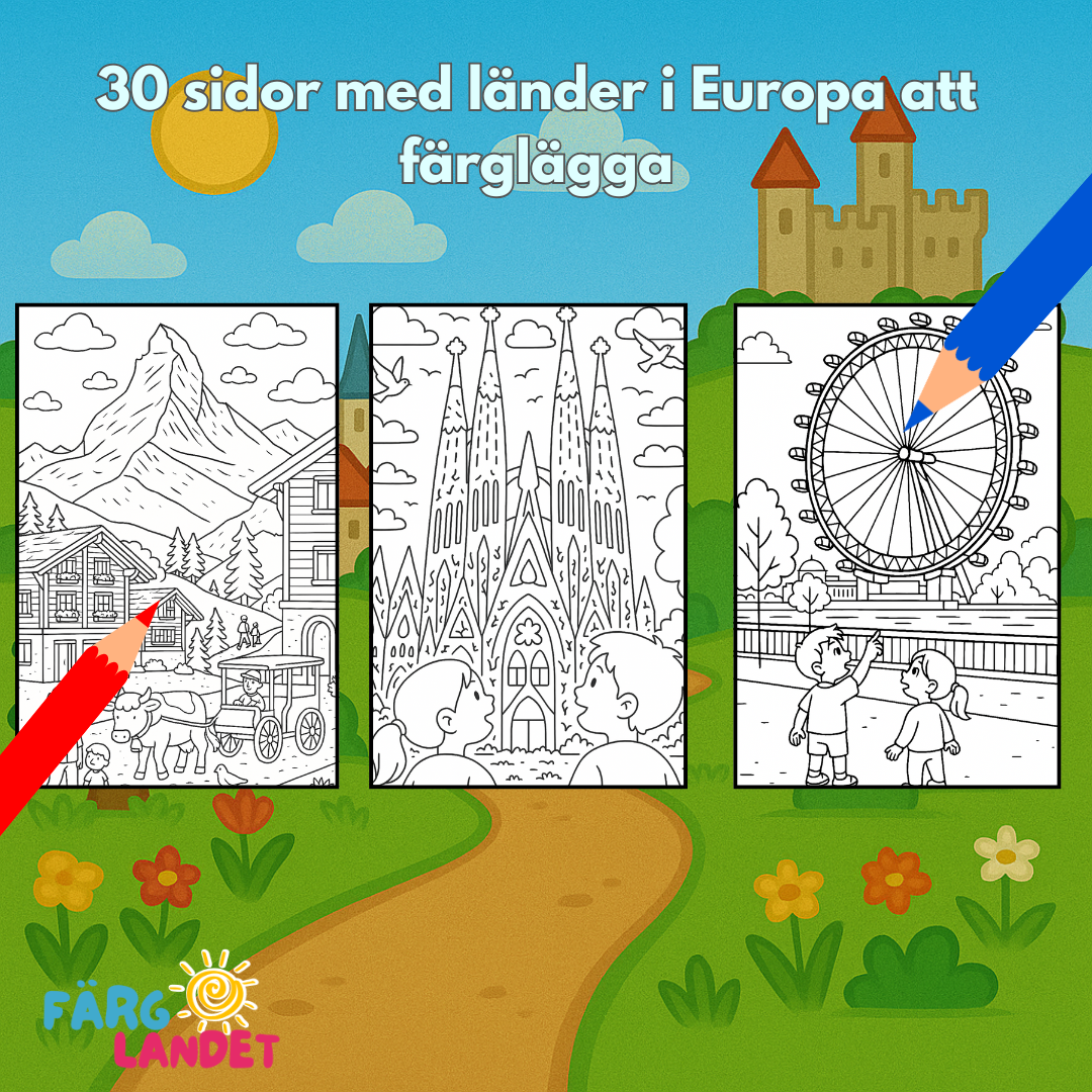 Res genom Europa | Digital målarbok med fakta