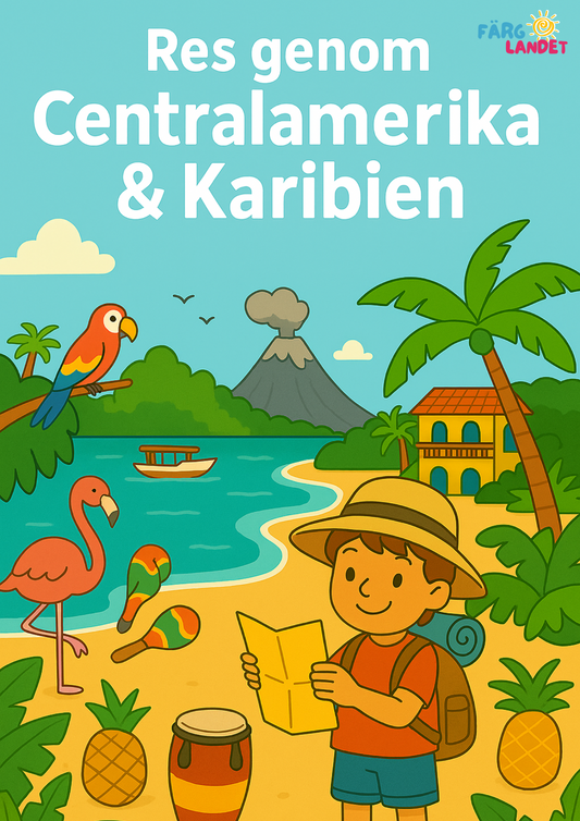 Res genom Centralamerika & Karibien | Digital målarbok med fakta