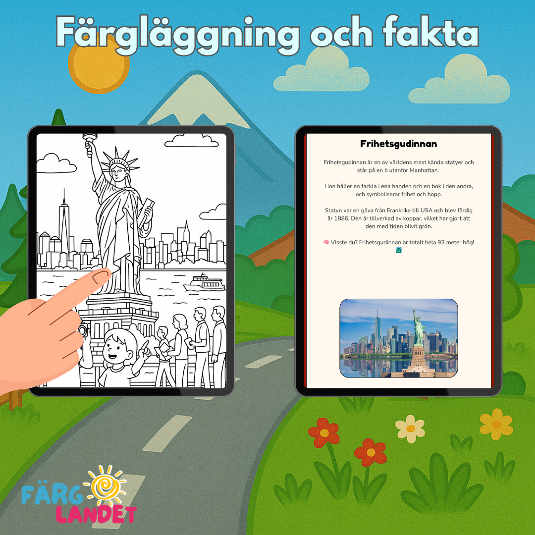 Res genom Nordamerika | Digital målarbok med fakta