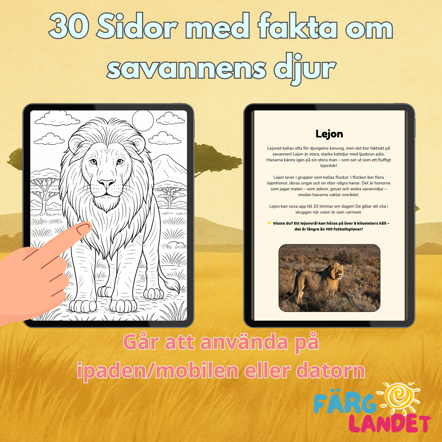 Mitt Safariäventyr | Digital målarbok med fakta