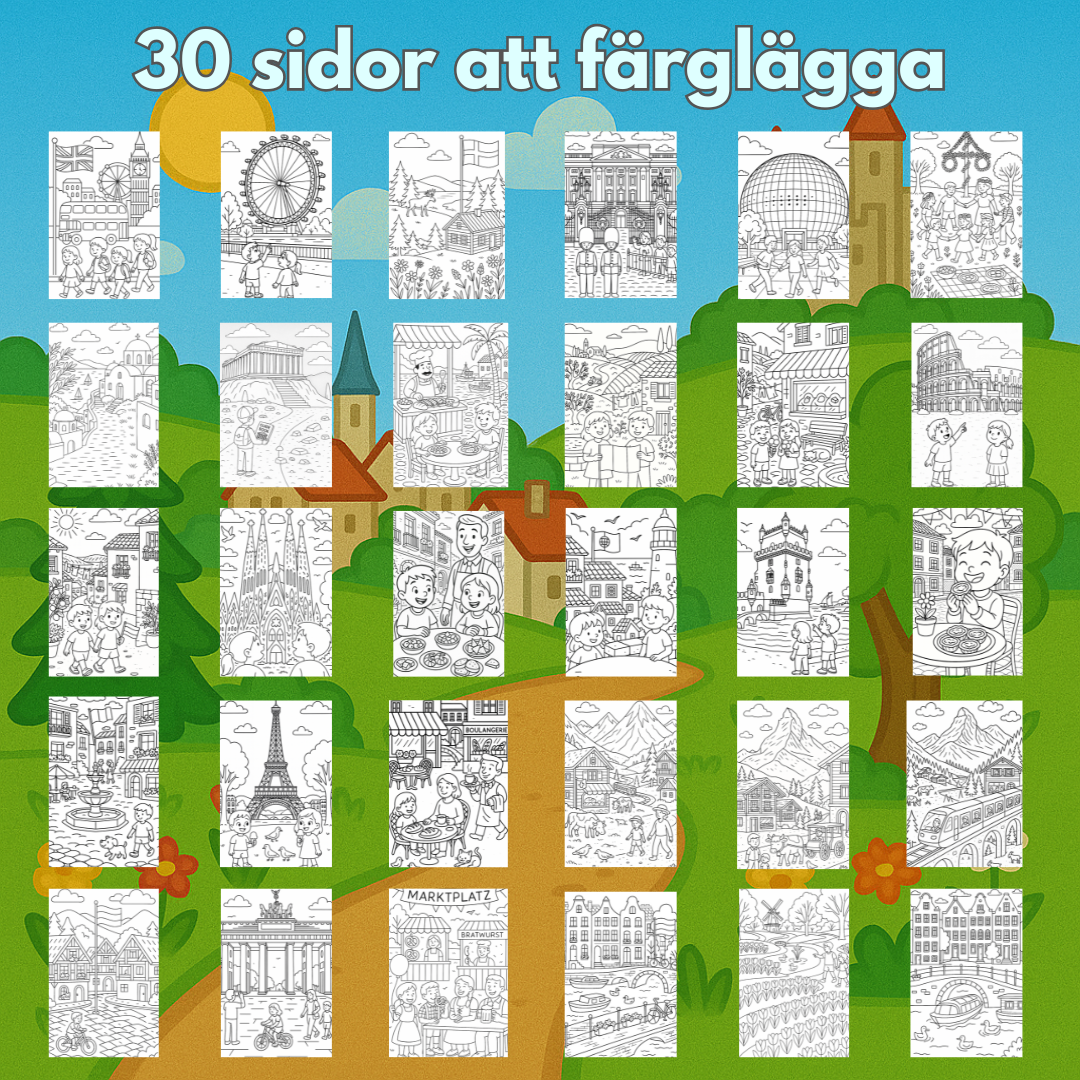 Res genom Europa | Digital målarbok med fakta