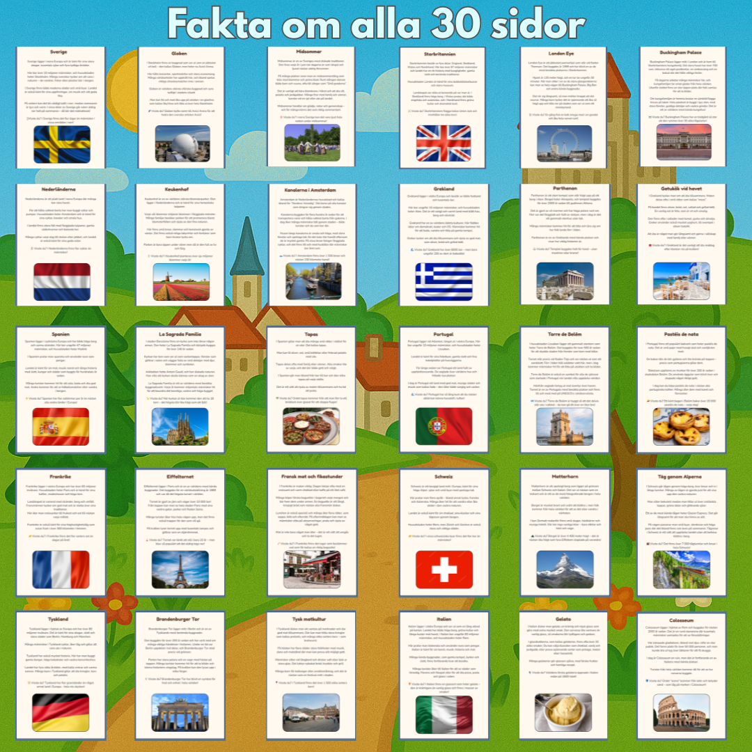 Res genom Europa | Digital målarbok med fakta