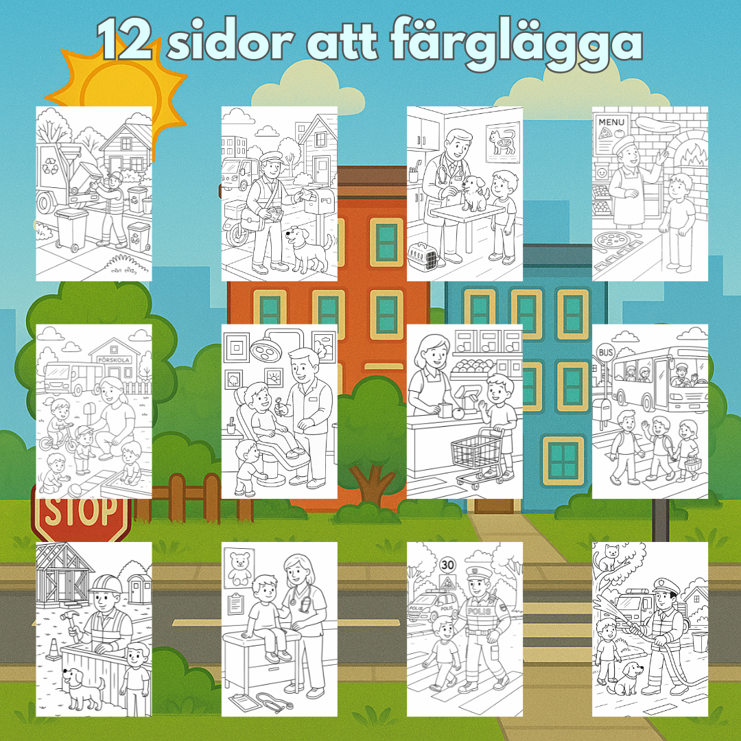 Jobb vi ser varje dag | Digital målarbok med fakta