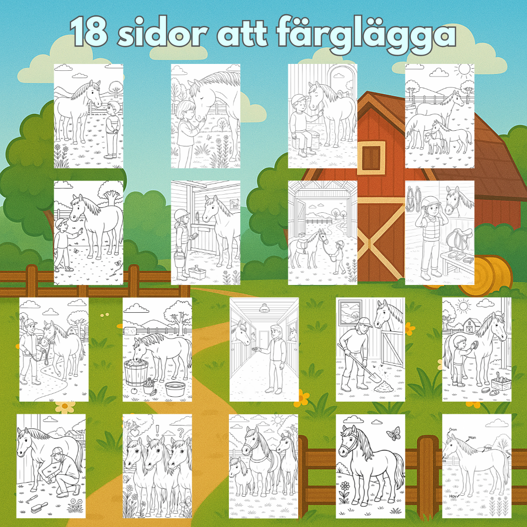 Min Hästbok | Digital målarbok med fakta