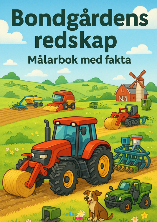 Bondgårdens redskap | Digital målarbok med fakta