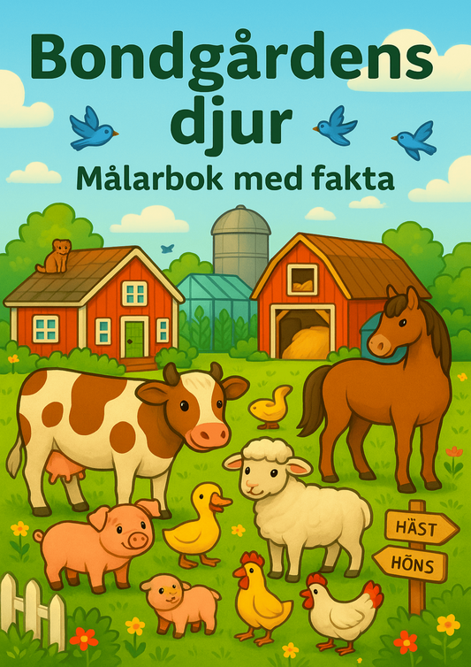 Bondgårdens djur | Digital målarbok med fakta