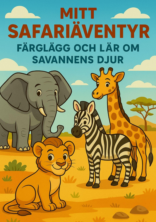 Mitt Safariäventyr | Digital målarbok med fakta